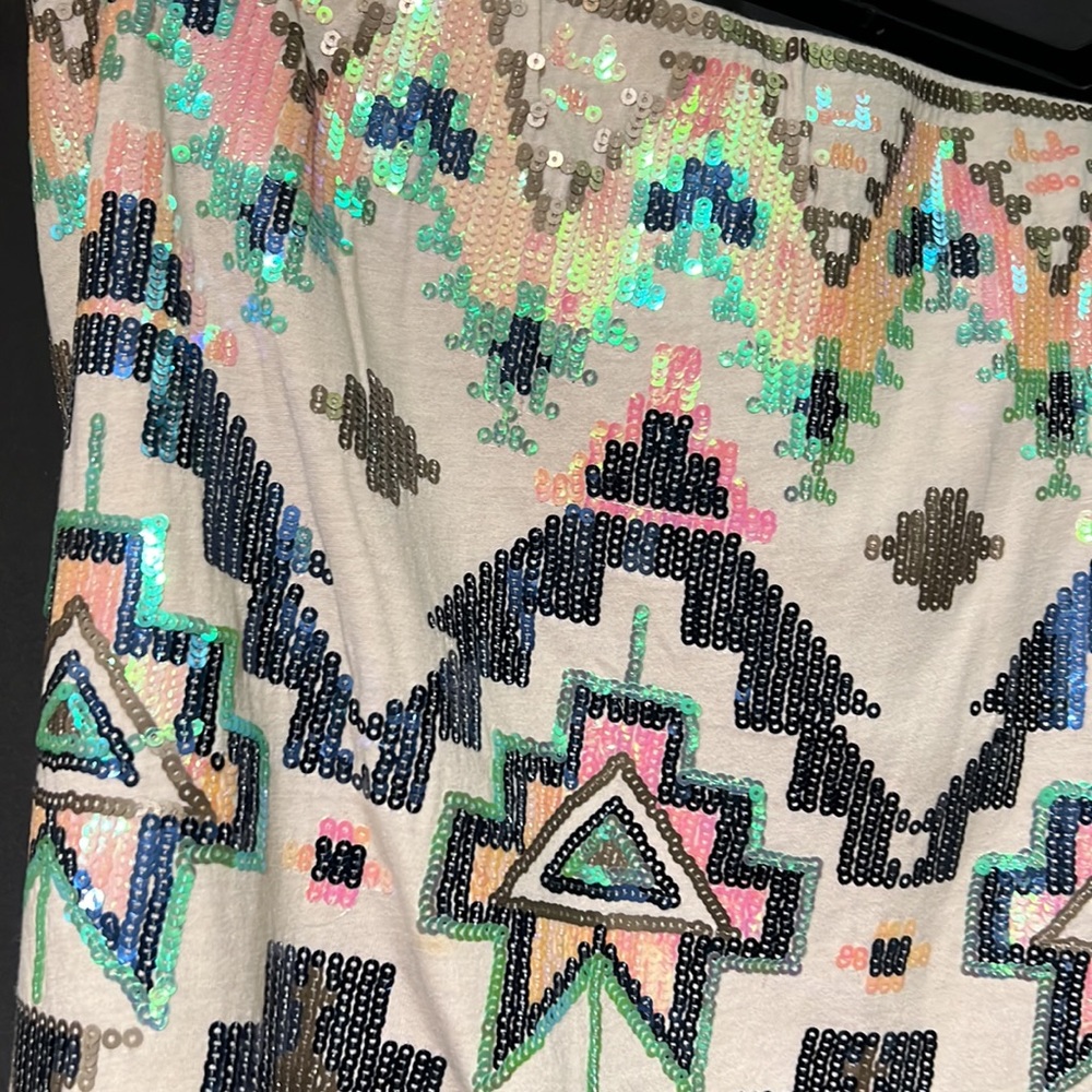Vintage Express Sequin Tribal Pattern Colorful Mi… - image 7